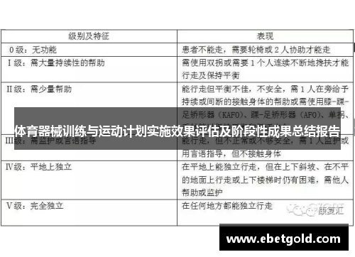 体育器械训练与运动计划实施效果评估及阶段性成果总结报告